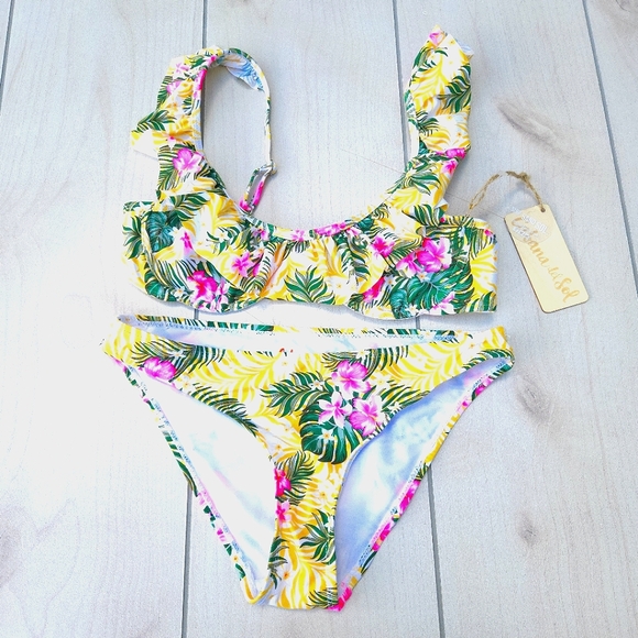 Cabana Del Sol Swim Nwt Cabana Del Sol Floral Tropical Bikini Two